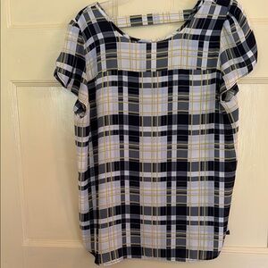 LOFT Blue and Yellow Plaid Blouse